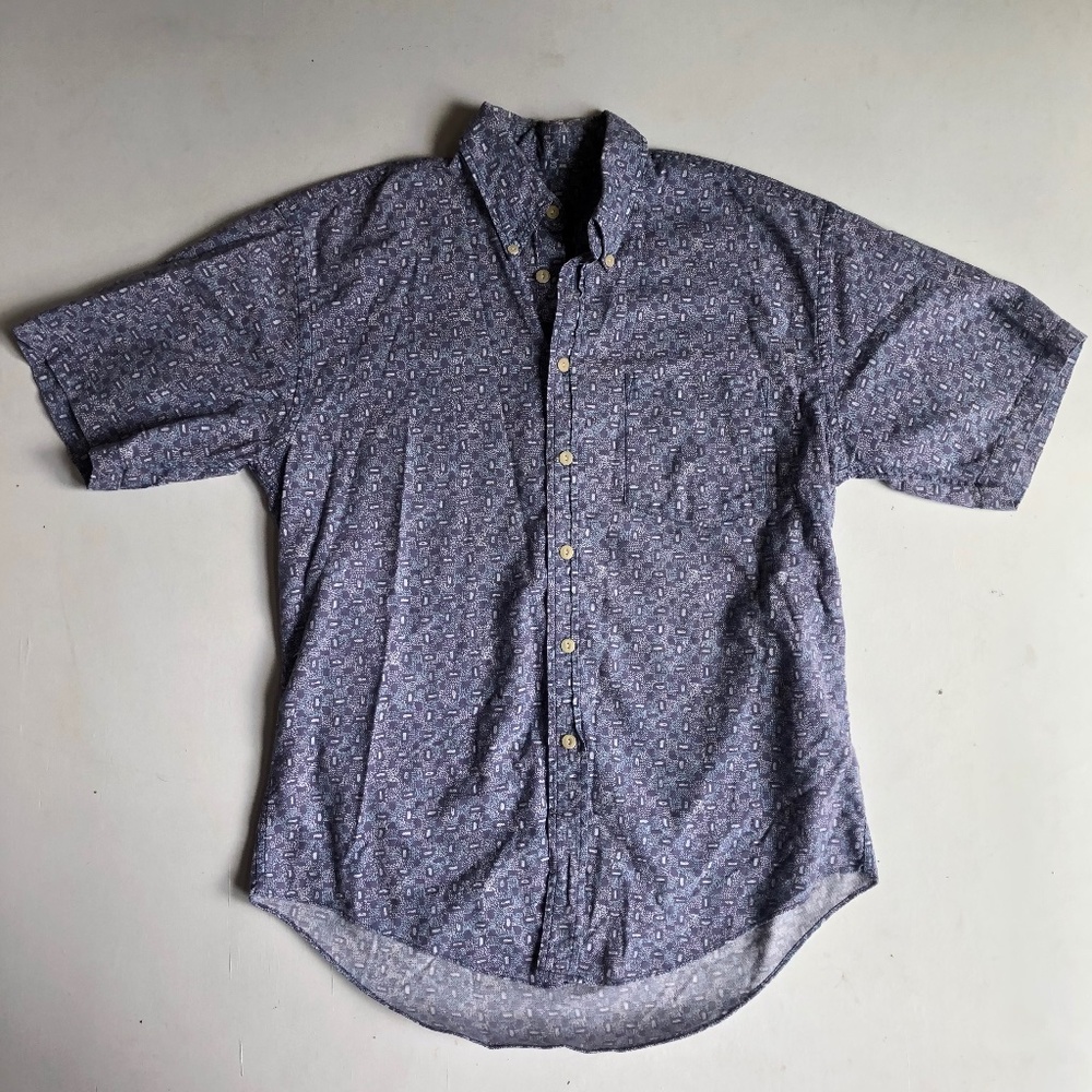 Evergreen Expert Shirtmakers Blue Printed Button Down Shirt